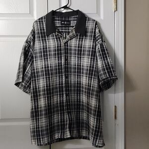 Blue Jazz black and white button down dress casual shirt Sz 4XL